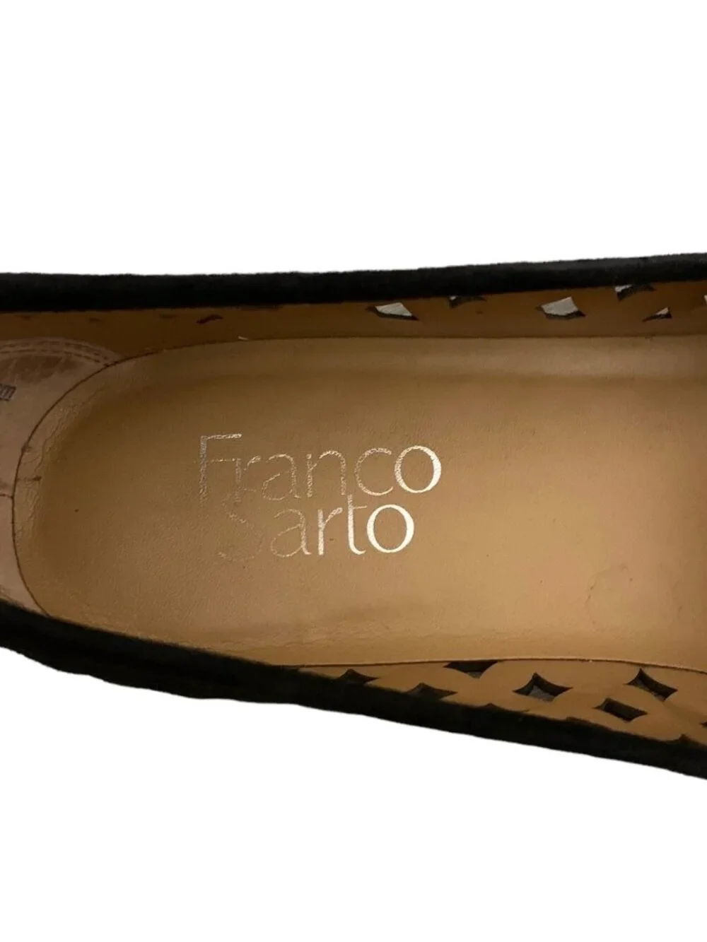FRANCO SARTO Black Suede Cutout Accent "Famous" Closed Toe Flat Loafers Size 7M - Picture 6 of 9